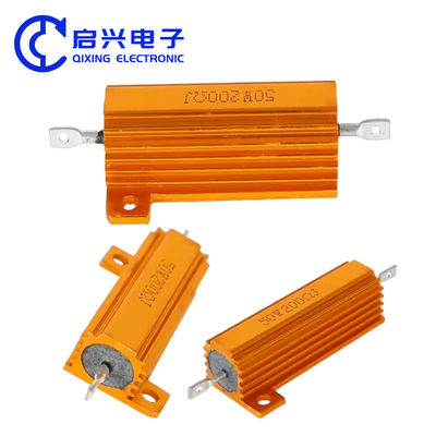 Alta Tensão Potência canbus Load Resistor 12V 50W 200 ohm RX24 resistor de alumínio de ouro