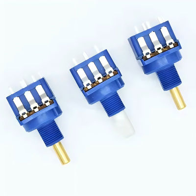 Série WH116AK Potenciômetro de controlo duplo dimmer B500K de 5 pinos com interruptor rotativo com comprimento de manobra de meio eixo de 16 mm