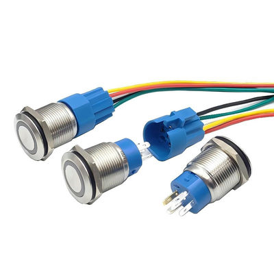 16mm/19mm/22mm Comutador de luz à prova d'água com formulário de contacto de 12mm e 1NO1NC Ring White LED Light Pushbutton Switch Assurance
