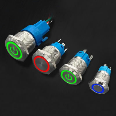 Interruptor de luz impermeável de botão de metal com eletricidade condutora e luz de anel LED azul