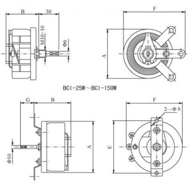 Potenciômetro de alta potência de enrolamento por fio rotativo de disco reostático resistor cerâmico variável 25W 50W BC1-50W BC1 4